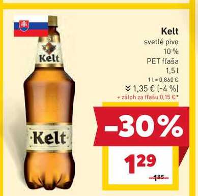 Kelt svetlé pivo 10% PET fľaša 1,5l v akcii