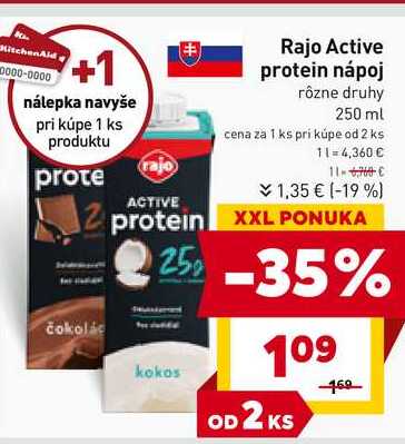 Rajo Active protein nápoj rôzne druhy 250 ml 