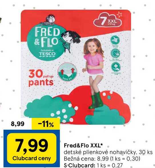 Fred & Flo XXL detské plienkové nohavičky, 30 ks 