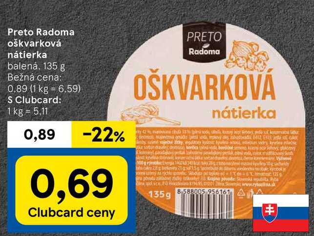 Preto Radoma oškvarková nátierka, 135 g