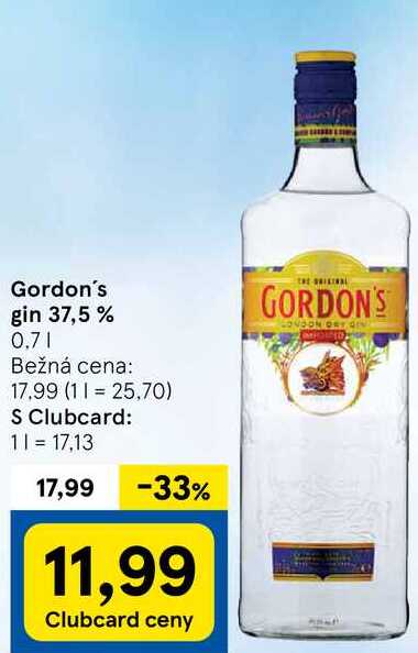 Gordon's gin 37,5 %, 0,7 l