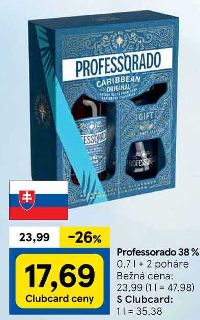 Professorado 38%, 0,7 l + 2 poháre 