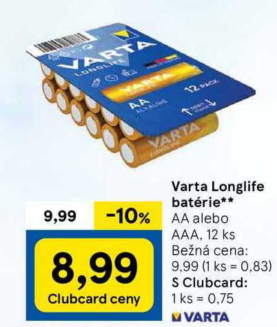 Varta Longlife batérie, 12 ks 