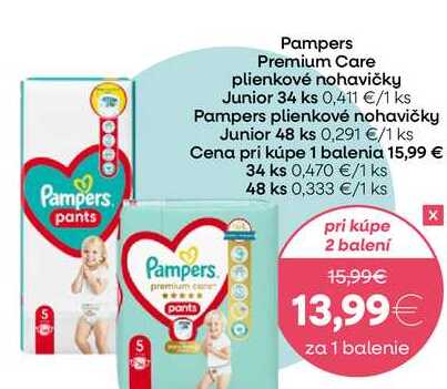 Pampers S pants Pampers Premium Care plienkové nohavičky Junior 34 ks 