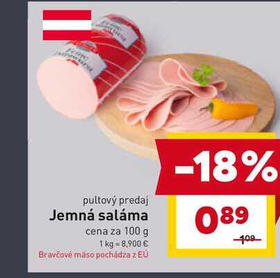 Jemná saláma cena za 100 g 