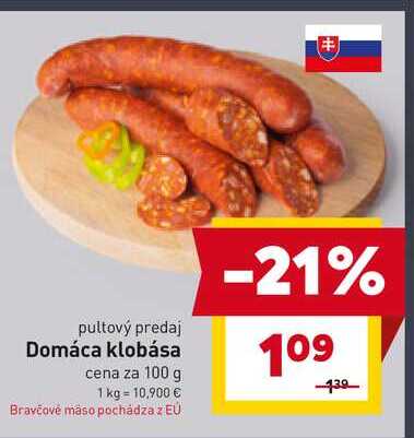 Domáca klobása cena za 100 g