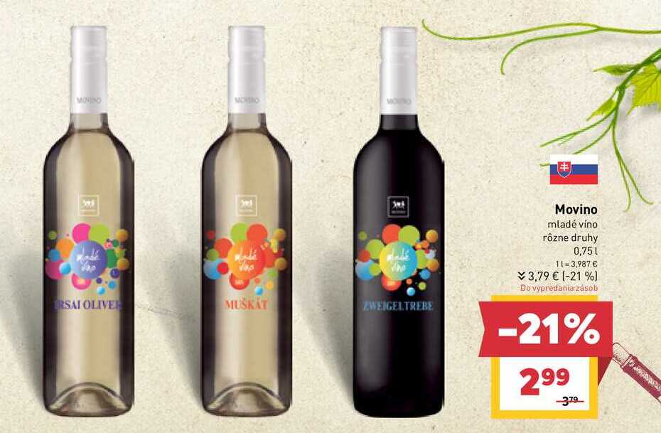 Movino mladé víno rôzne druhy 0,75l