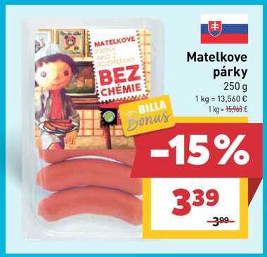 Matelkove párky 250 g 