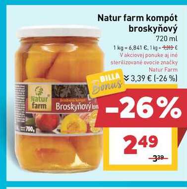 Natur farm kompót broskyňový 720 ml 