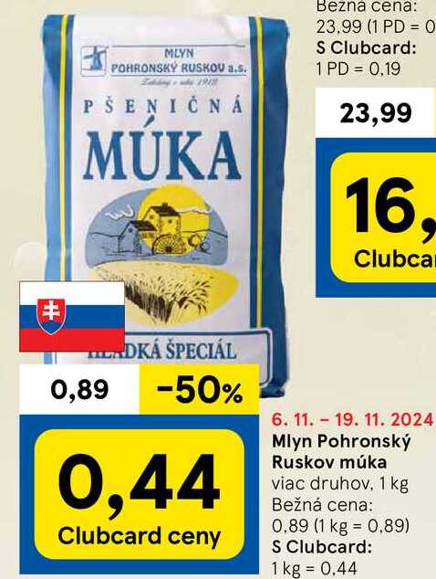 Mlyn Pohronský Ruskov múka, 1 kg