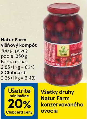 Natur Farm višňový kompót, 700 g