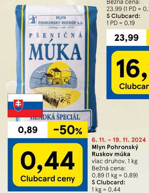 Mlyn Pohronský Ruskov múka, 1 kg