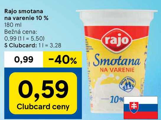 Rajo smotana na varenie 10 %, 180 ml 