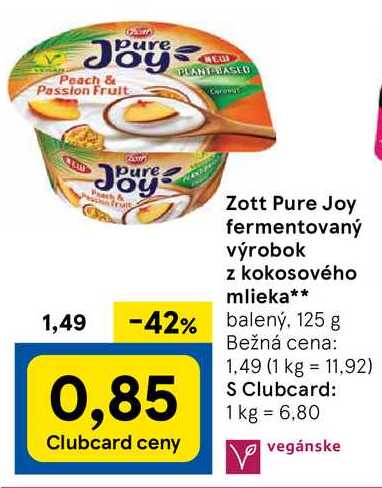 Zott Pure Joy fermentovaný výrobok z kokosového mlieka, 125 g