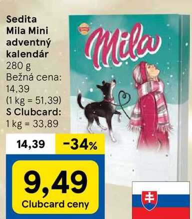 Sedita Mila Mini adventný kalendár, 280 g