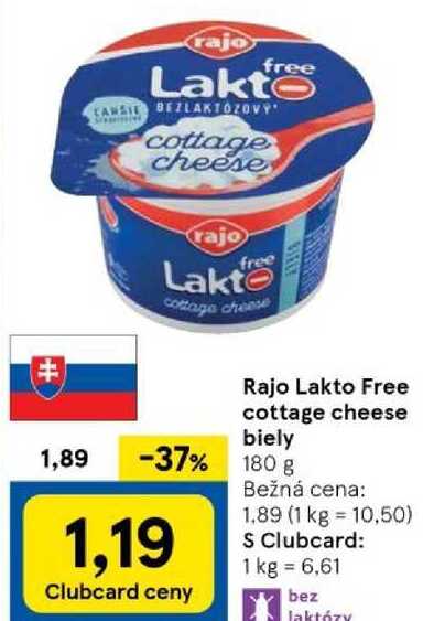 Rajo Lakto Free cottage cheese biely, 180 g