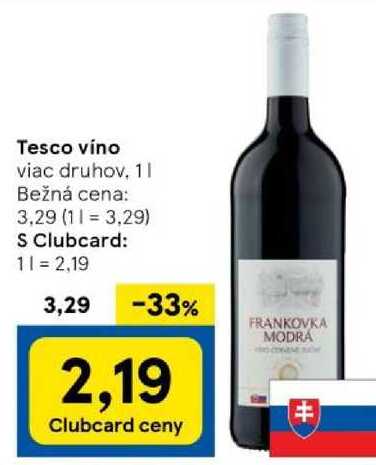 Tesco víno, 1 l v akcii