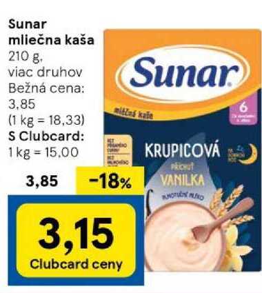 Sunar mliečna kaša, 210 g