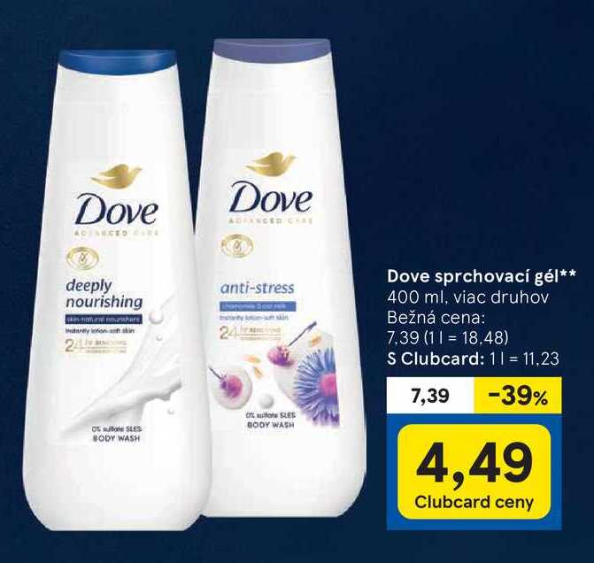 Dove sprchovací gél 400 ml, viac druhov