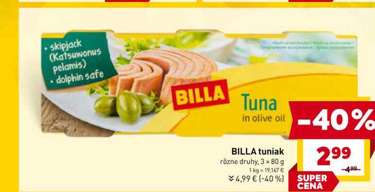 BILLA tuniak rôzne druhy, 3 x 80 g 