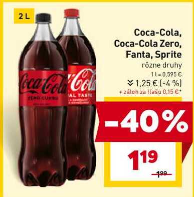 Coca-Cola 2 l, vybrané druhy 2l v akcii