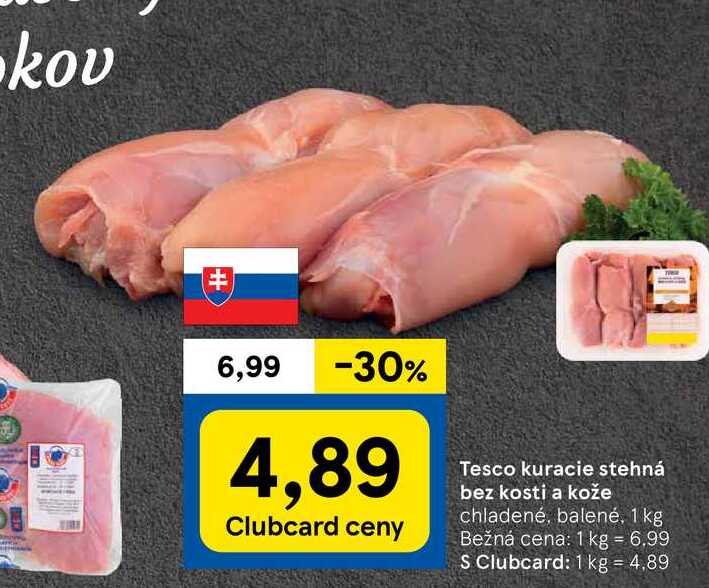 kuracie stehná bez kosti a kože chladené, balené, 1 kg 