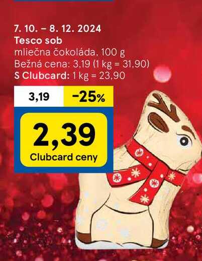 tesco sob mliečna čokoláda, 100 g