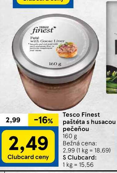 Tesco Finest paštéta s husacou pečeňou 160 g