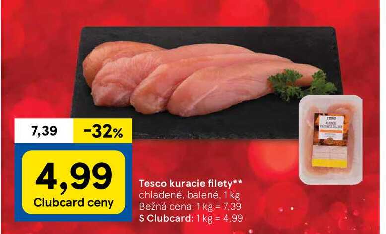 Tesco kuracie filety chladené, balené 1 kg