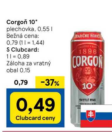 Corgoň 10° plechovka, 0,55l v akcii