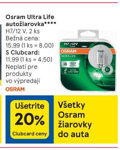 Osram Ultra Life autožiarovka H7/12 V, 2 ks