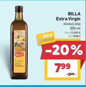 BILLA Extra Virgin olivový olej 500 ml