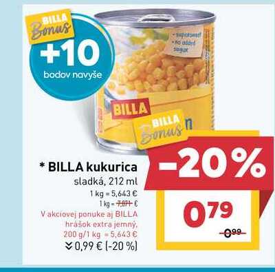 BILLA hrášok extra jemný, 200 g