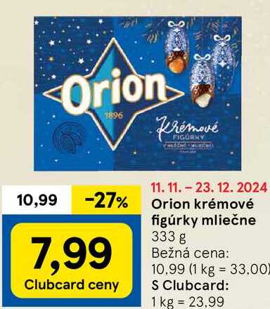 Orion krémové figúrky mliečne, 333 g