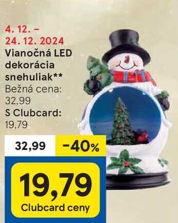 Vianočná LED dekorácia snehuliak