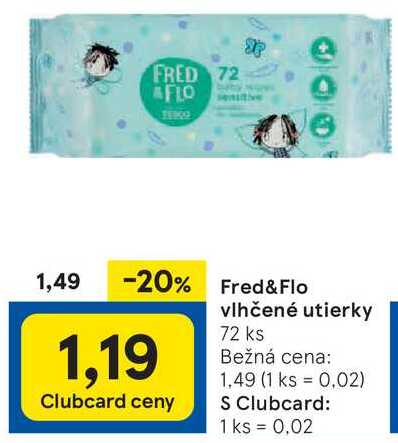 Fred&Flo vlhčené utierky, 72 ks