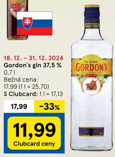 Gordon's gin 37,5 %, 0,7 l