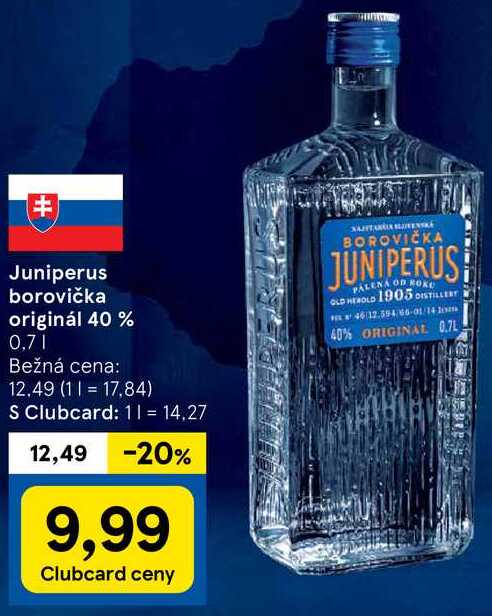 Juniperus borovička originál 40 %, 0,7 l