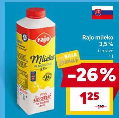 Rajo mlieko 3,5% čerstvé 1l