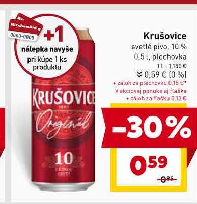 Krušovice Originál 10% pivo svetlé 500 ml plechovka