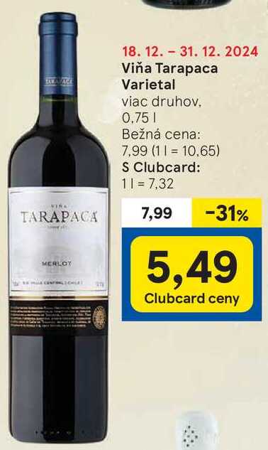 Viňa Tarapaca Varietal, 0,75 l