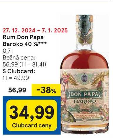 Rum Don Papa Baroko 40 %, 0,7 l