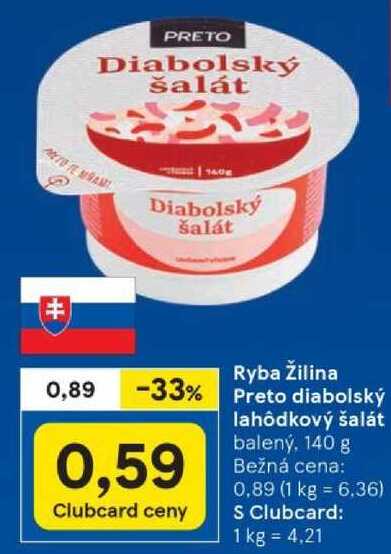 Ryba Žilina Preto diabolský lahôdkový šalát, 140 g 