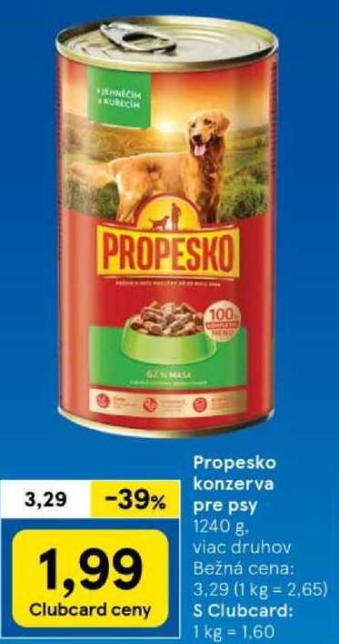 Propesko konzerva pre psy, 1240 g