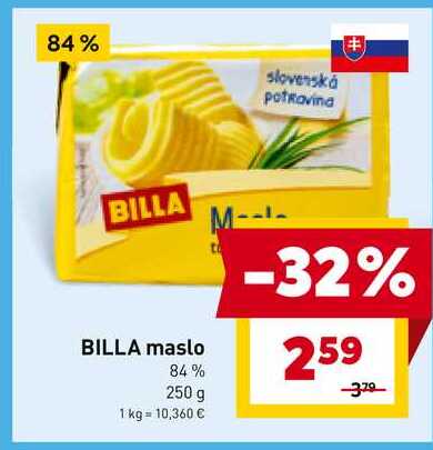 BILLA maslo 84% 250 g