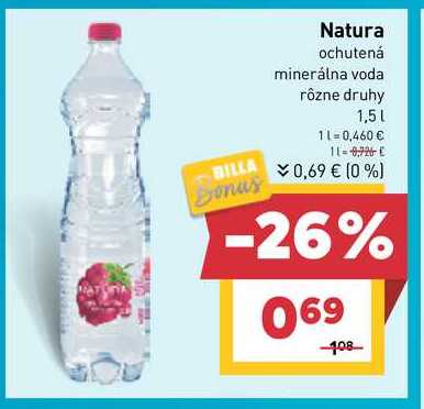 Natura ochutená minerálna voda rôzne druhy 1,5 l