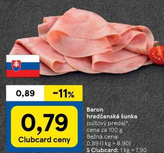 Baron hradčanská šunka, cena za 100 g