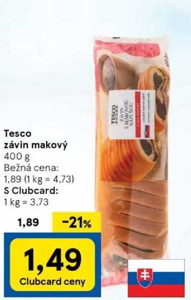 Tesco závin makový, 400 g 