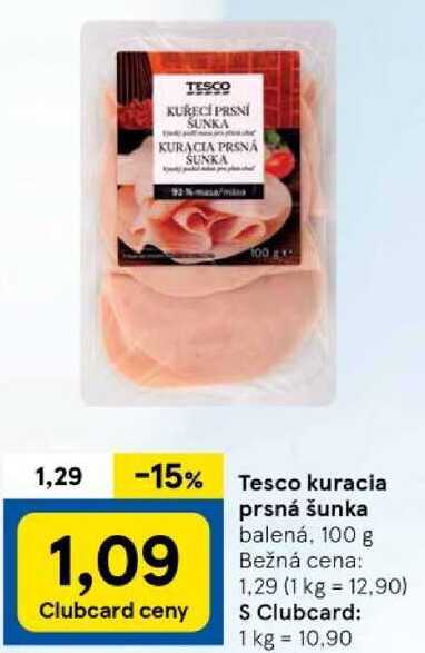 Tesco kuracia prsná šunka, 100 g 