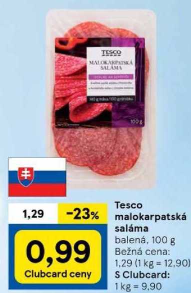 Tesco malokarpatská saláma, 100 g